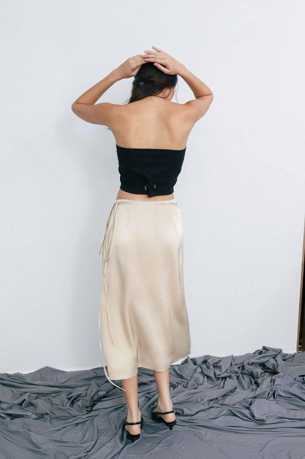 Minimal Satin Tie Wrap Skirt