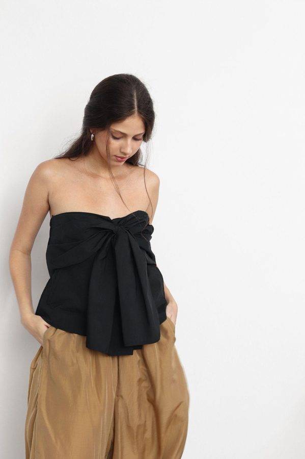 Noir Bow Strapless Top