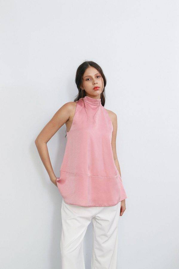 Blush Halter Pocket Top
