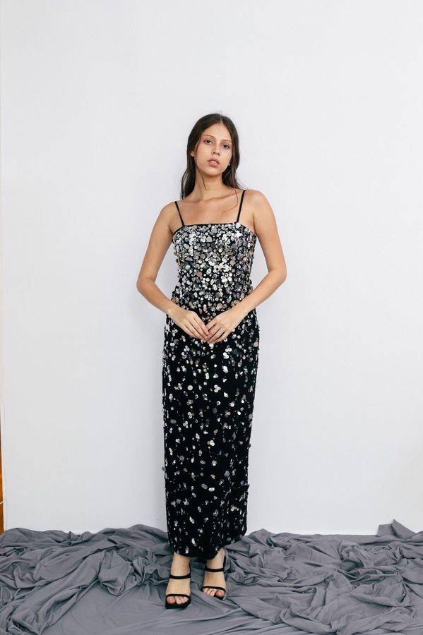 Midnight Sequin Slip Dress