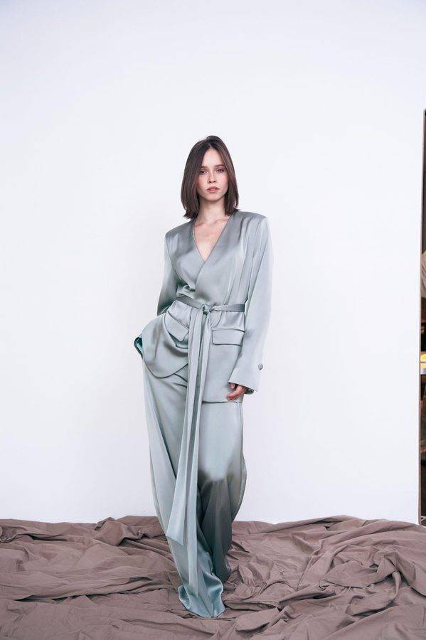 Silva Satin Wrap Suit