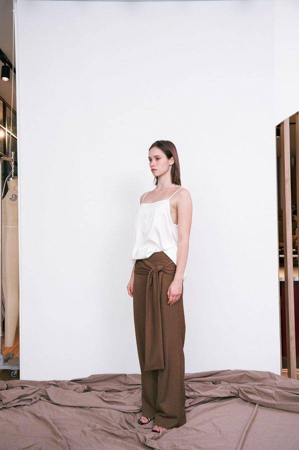 Wrap-Front Wide-Leg Pants
