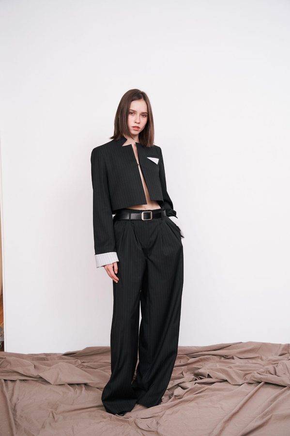 Cropped Pinstripe Suit