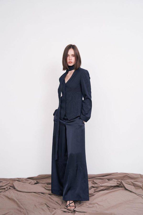 Midnight Tie-Front Suit