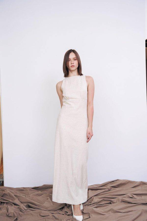 Ivory Ribbed Maxi Dress