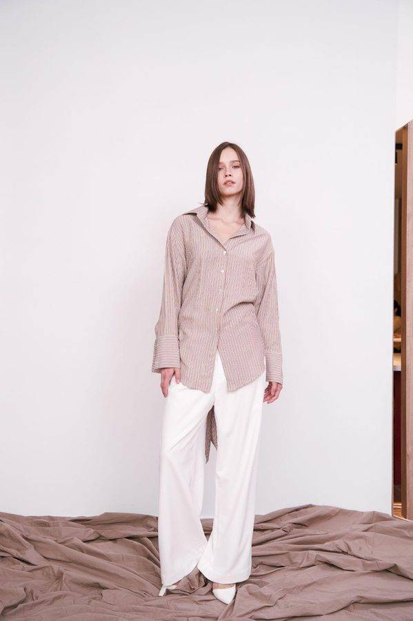 Fluid Stripe Tie-Back Shirt