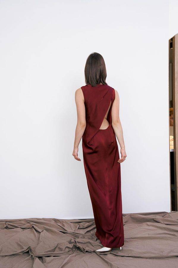 Cut-Out Drape Satin Gown