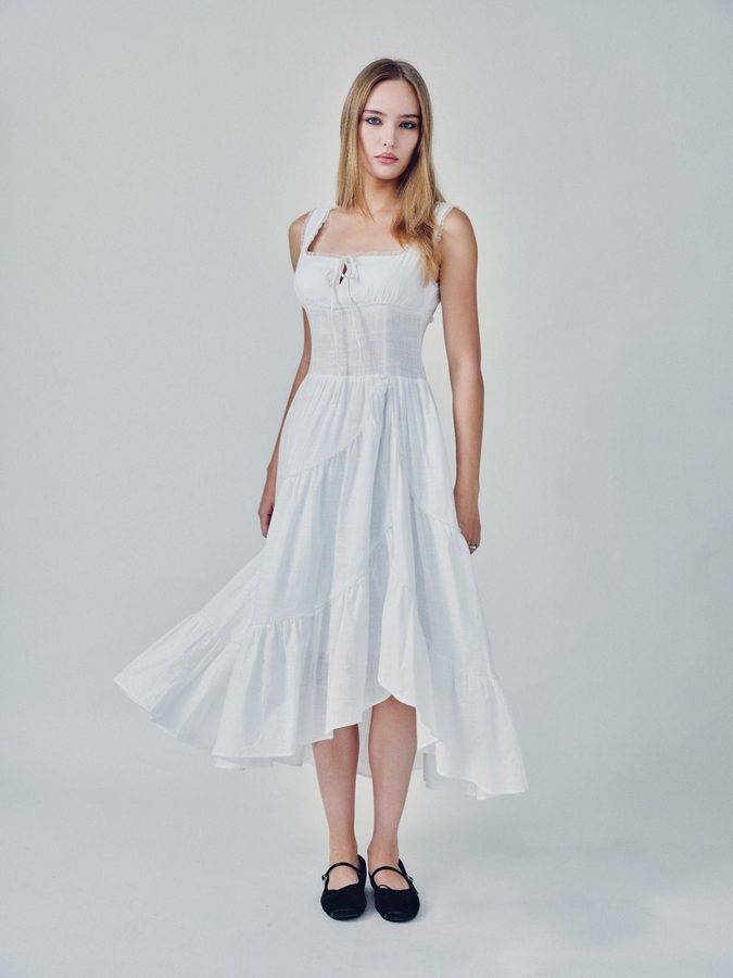 Cotton Ruffles Maxi Dress