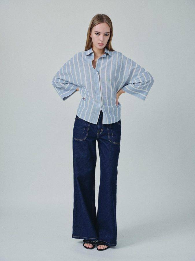 Stripe Textured Long Sleeve Shirt