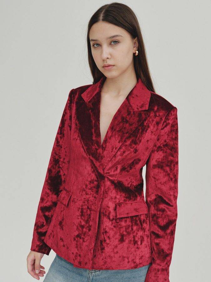 Crimson Velvet Blazer