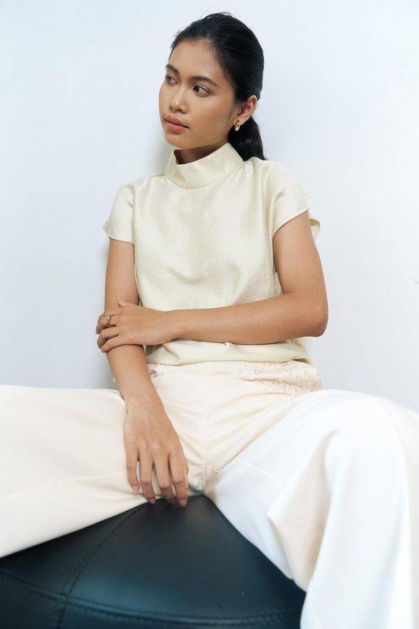 Satin High Neck Top