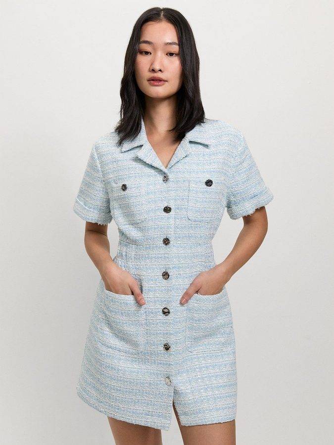 Pocket Tweed Mini Dress