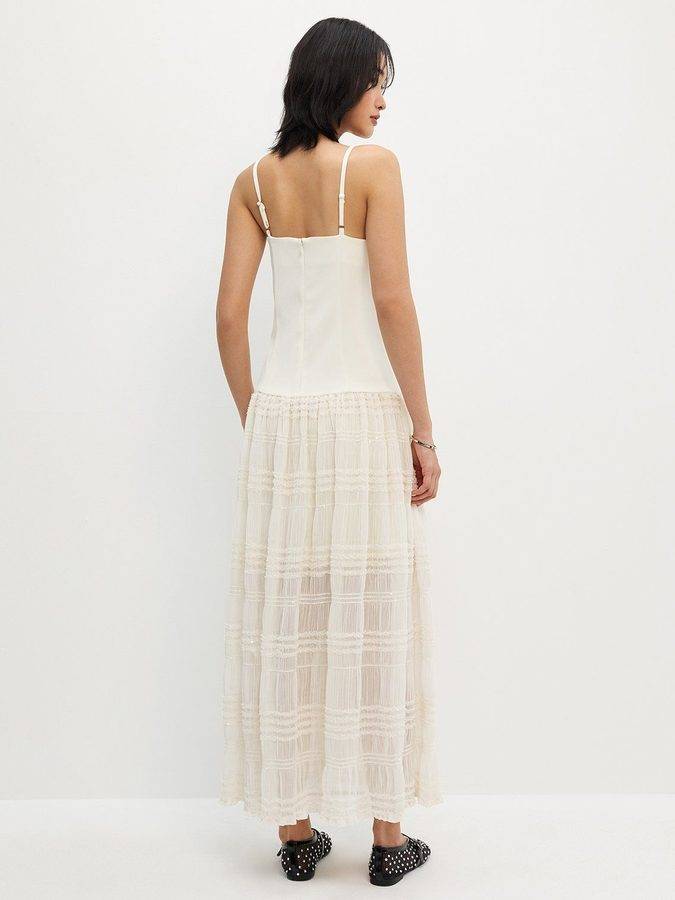 Tiered Lace Trim Maxi Dress