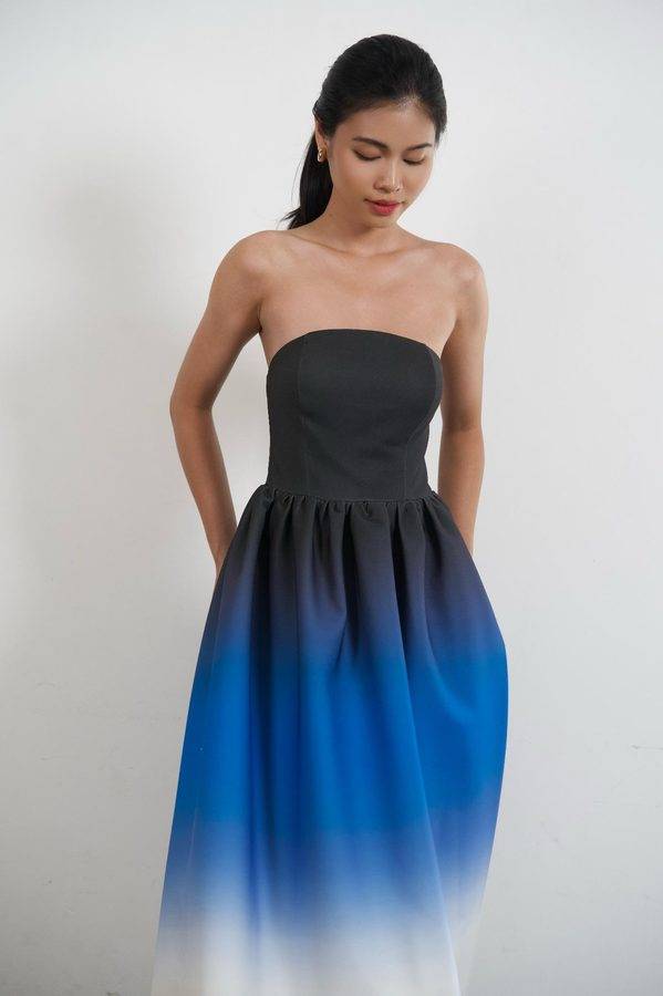 Ombre Strapless Midi Dress
