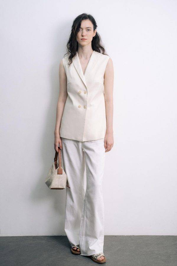 Structured Ivory Waistcoat