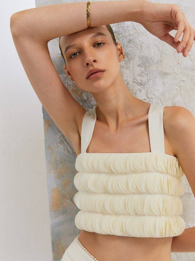 Layered Circle - Crepe Square Neck Top