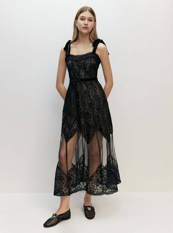Lace Bow Strap Dress