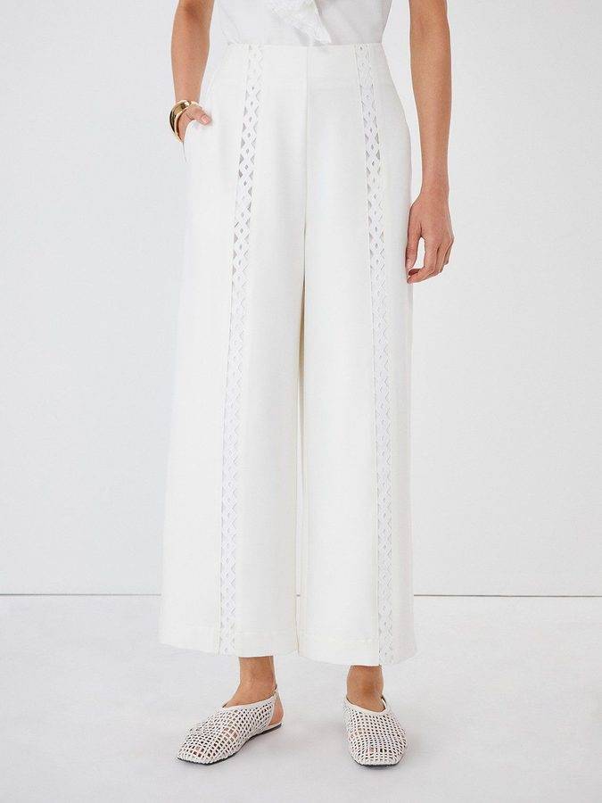 Eyelet Wide Leg Trousers