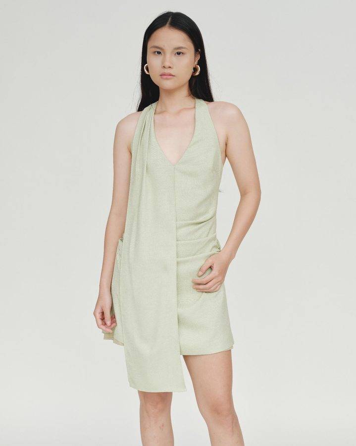 Drape Halter Mini Dress