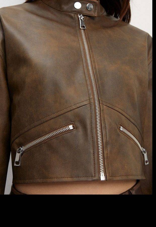 Cropped Moto Zip