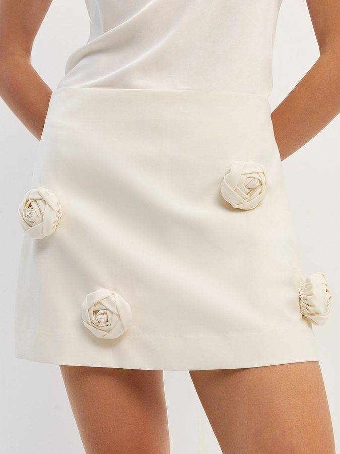Rose Embellished Mini Skirt
